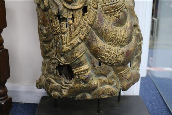 An Indian hardwood trunk carving of Ganesh W.40cm H.114cm